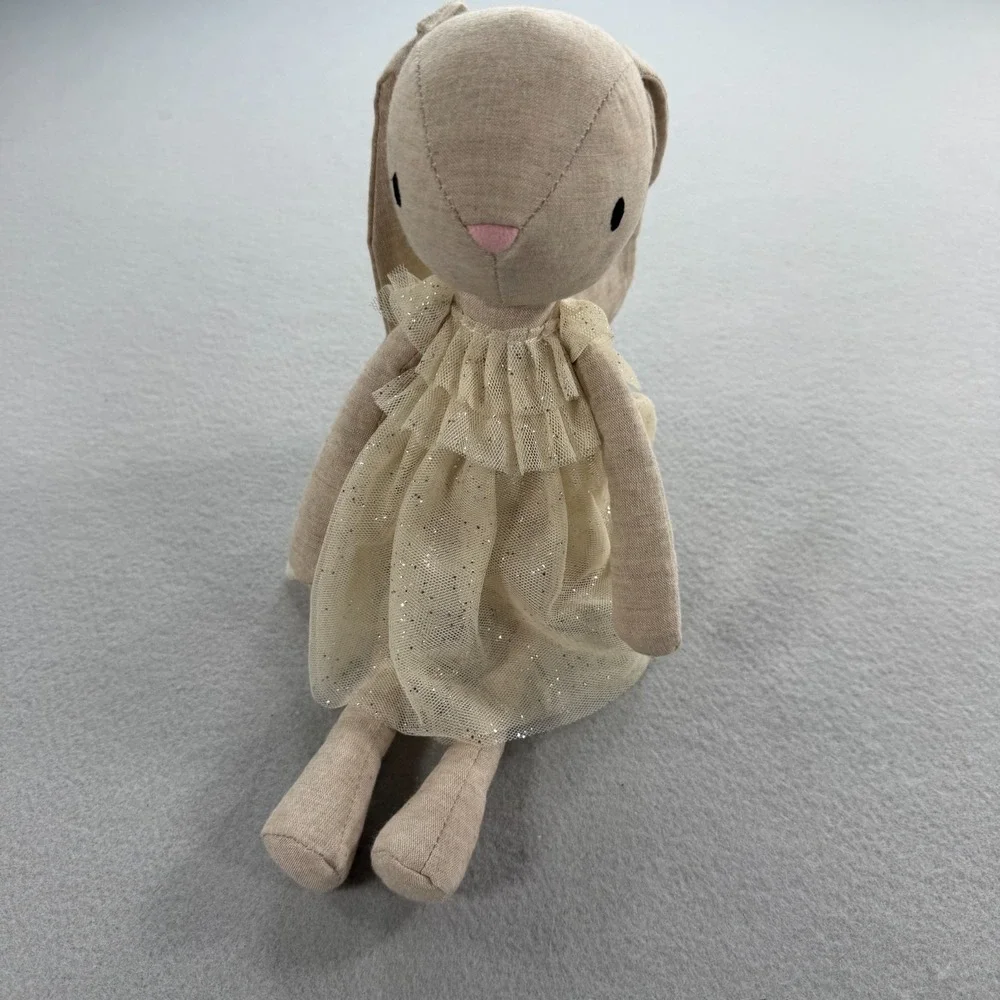 New With Tags Retired 2023 Jolie Jellycat Cotton/Linen Sparkly Dress Beige Bunny